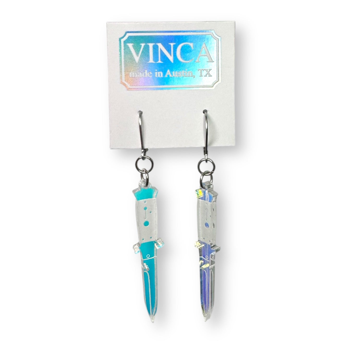 Last Chance! A Knife Less Ordinary Dangle Earrings - Iridescent