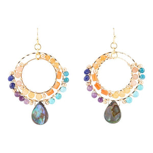 Kaleidoscope Multistone Golden Chandelier Earrings