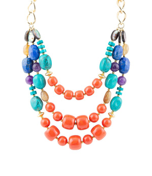 Kaleidoscope Multistone Statement Golden Necklace