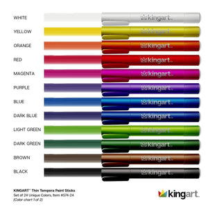 Tempera Paint Thin Sticks, 24 Colors