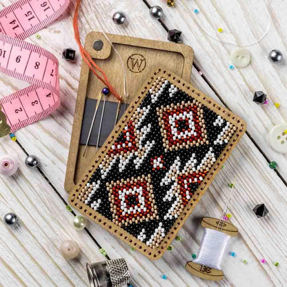 Bead Embroidery Kit for creating a pin cushion FLZB(N)-091