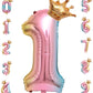 Rainbow Crown Number Balloon