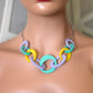 Bold Pastel Abstract Link Chain Necklace