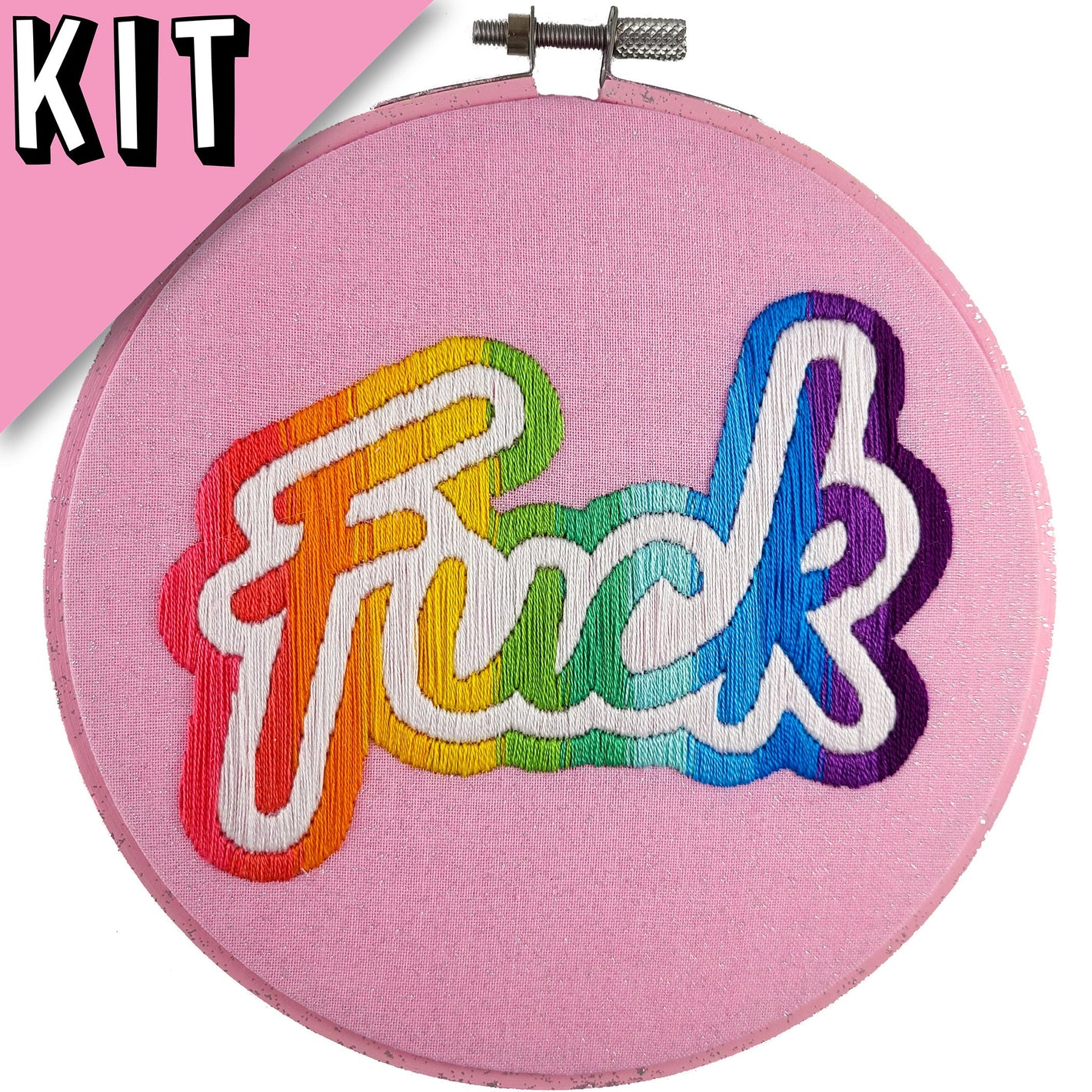 6" Rainbow FUCK Embroidery Kit