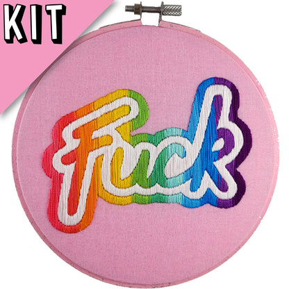 6" Rainbow FUCK Embroidery Kit