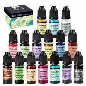 Let's Resin Liquid Resin Pigment Color Set (16 Translucent - 0.35 oz Bottle Set)