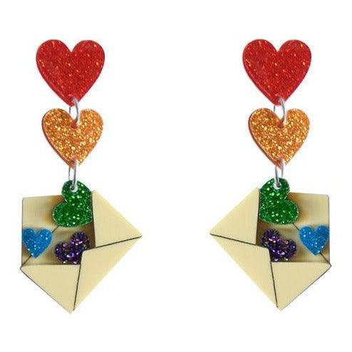 Love Letters Earrings by Laliblue - Rainbow