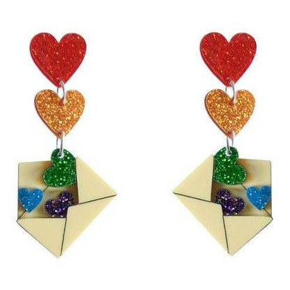 Love Letters Earrings by Laliblue - Rainbow