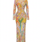 Vibrant Rhinestone Mesh Maxi Dress