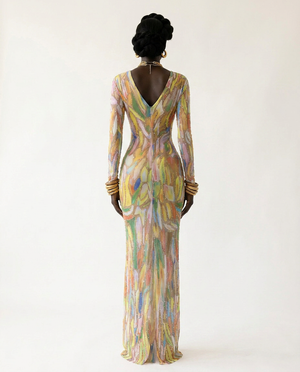 Vibrant Rhinestone Mesh Maxi Dress