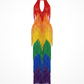 [PRE ORDER] Vibrant Rainbow Fringe Mesh Maxi Dress
