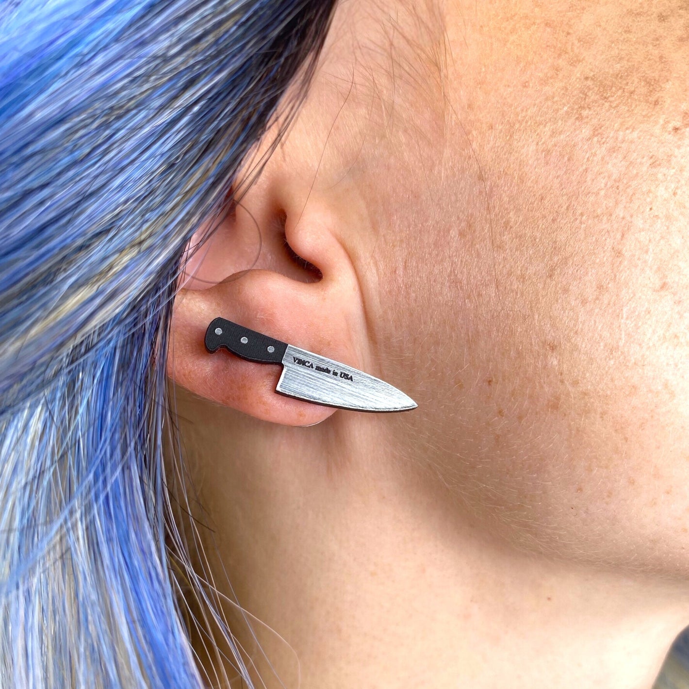 Tiny 1” Chef's Knife Earrings in Silver - Seen on MasterChef
