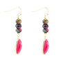 Jeweled Multicolor Tiger's Eye and Pink Agate Golden Drop Earrings