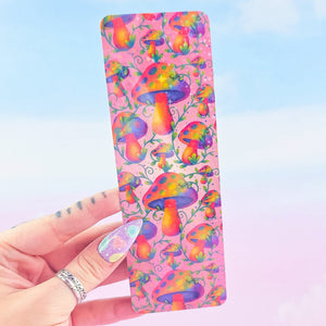 Pink Mushroom Bookmark – Holographic Handmade Bookmark with Tassel Option