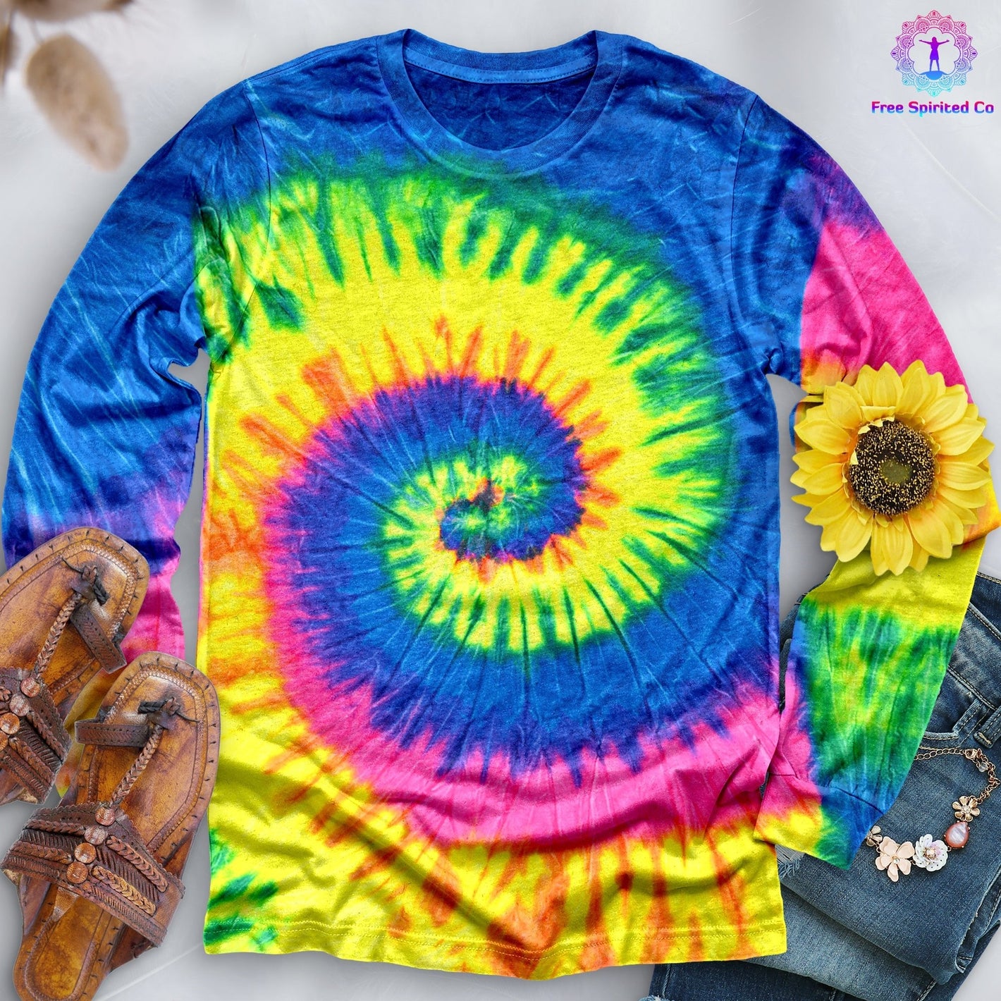 Neon Rainbow Hand Dyed Long Sleeve