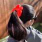 Luxe Velvet Scrunchie | neon coral