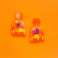 Neon Impressionist Earrings in Orange
