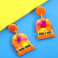 Neon Impressionist Earrings in Orange