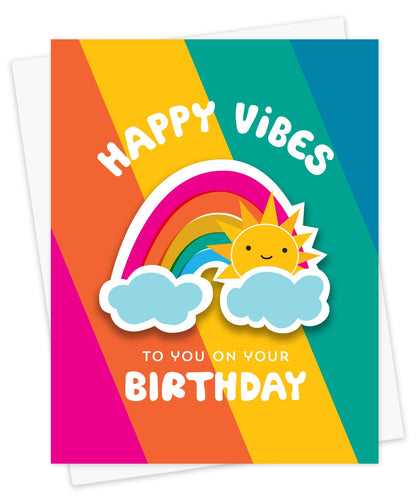 Sunny Rainbow Sticker Birthday Card