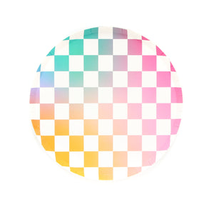 Ombre Checkerboard Paper Plate