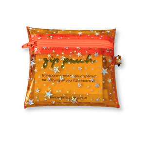 Transparent Glitter Stars Coin Pouch | orange