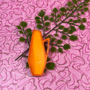 Mid Century Vase Brooch - Transparent Orange