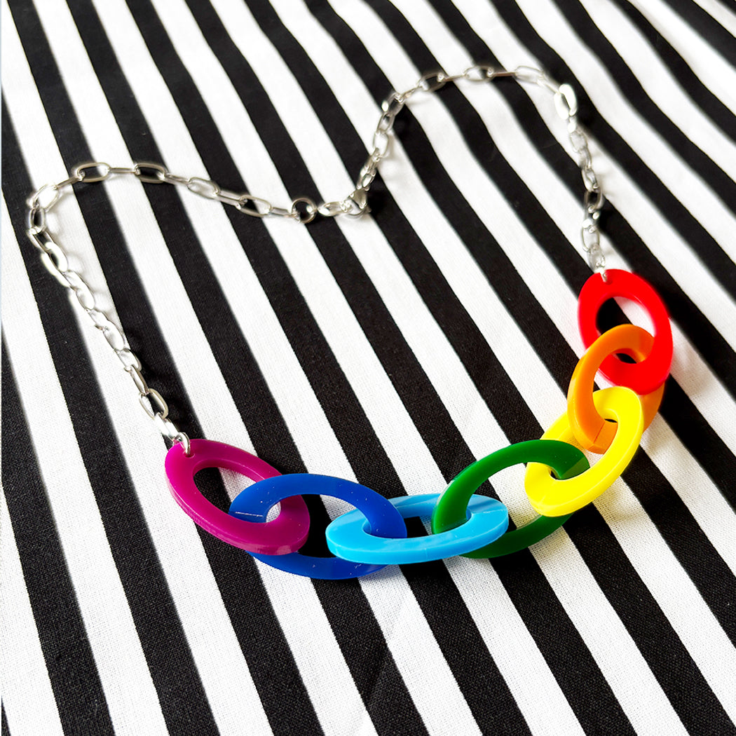 Rainbow Link Statement Necklace