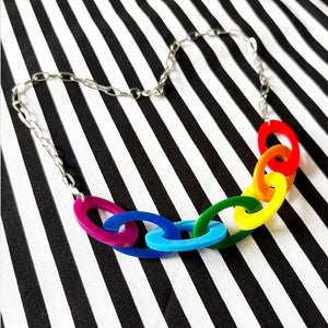 Rainbow Link Statement Necklace