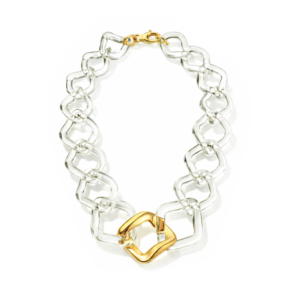 Oversized Twisted Link Lucite Necklace