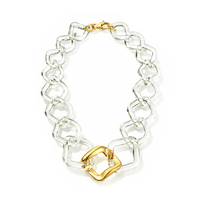 Oversized Twisted Link Lucite Necklace