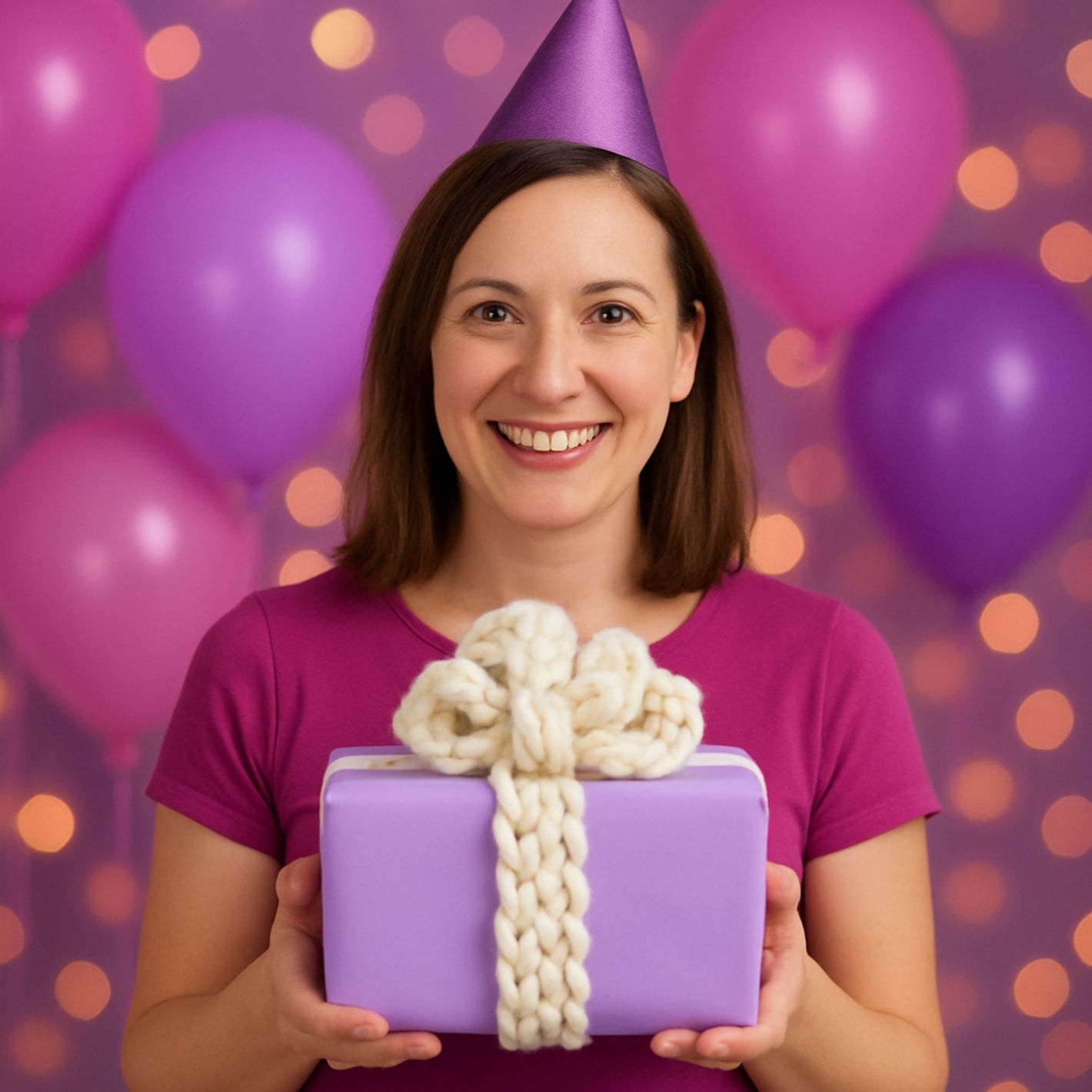 Crochet Pom Gift Bow Pattern – Handmade Reusable Gift Wrap Accent with Chunky Wool Yarn