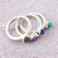 Peacock Colorful Multi-Stone and Sterling Silver Ring Set