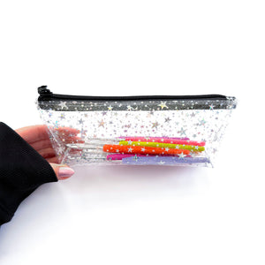 Pencil Case | clear glitter stars