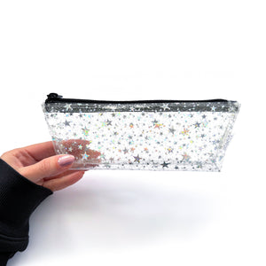 Pencil Case | clear glitter stars