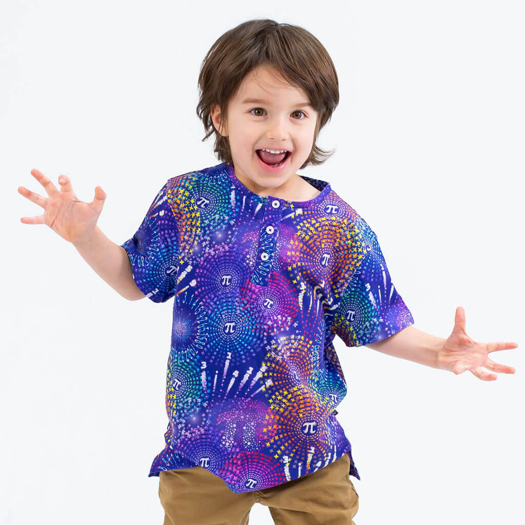 Pi Fireworks Henley Short Sleeve Tee