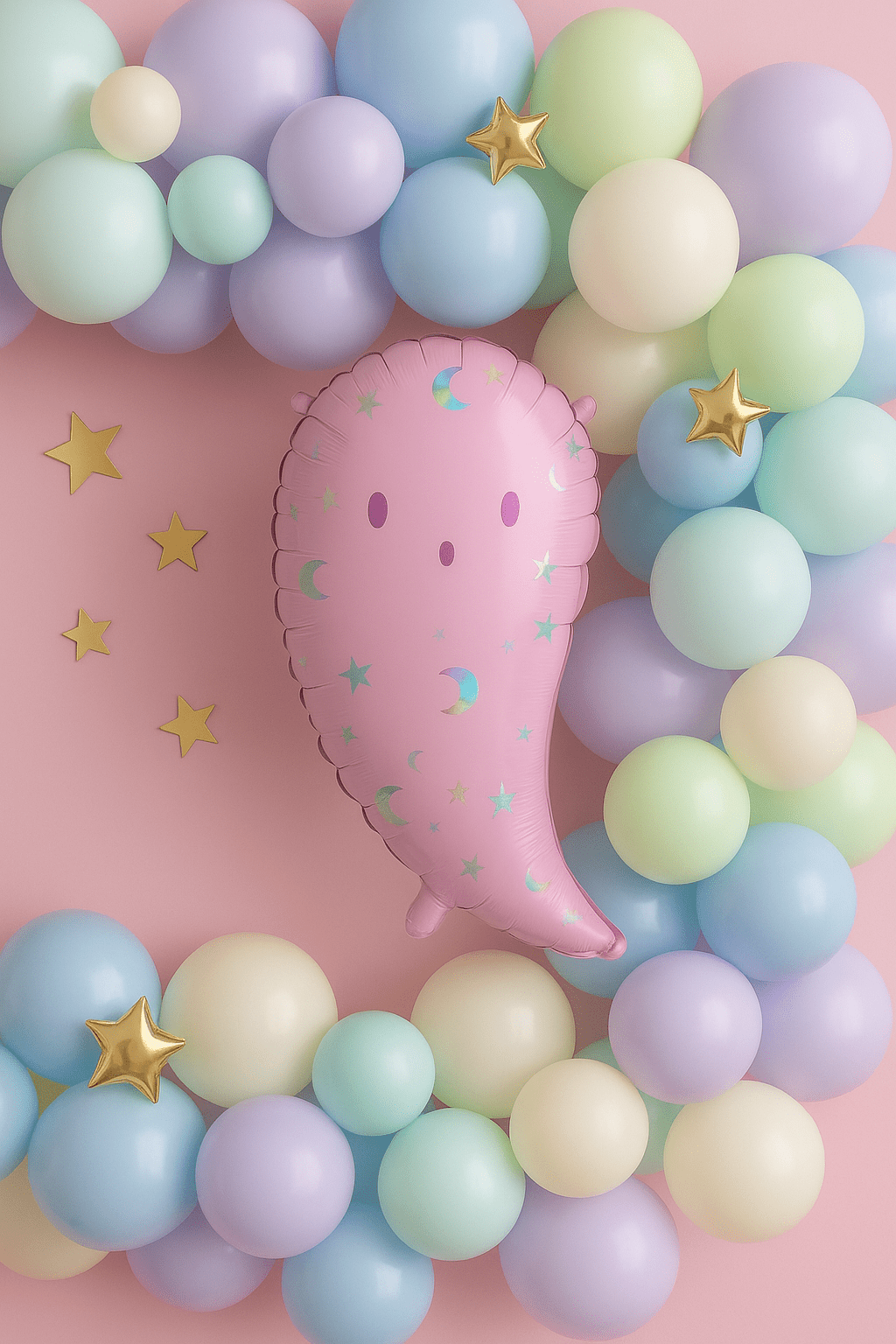 Pink Ghost Balloon – 14 x 24" Holographic Halloween Decor | Ellie’s Party Supply