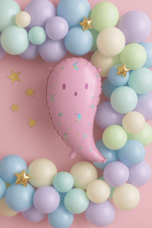 Pink Ghost Balloon – 14 x 24" Holographic Halloween Decor | Ellie’s Party Supply