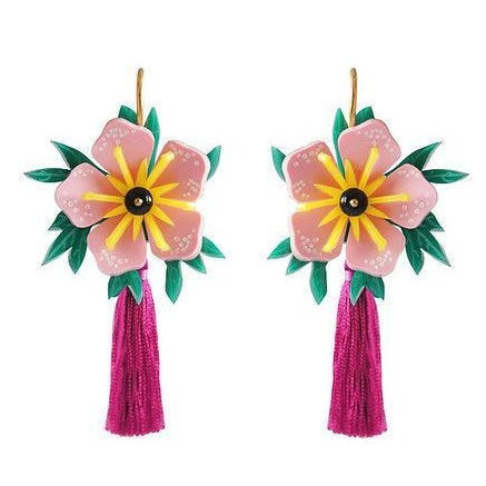 Pink Tropical Flower Earrings by Laliblue