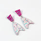 Pink and Blue Boomerang Earrings