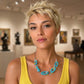 Teal and Terrazo Link Necklace
