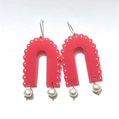 Pink Scallops with Pearls earrings