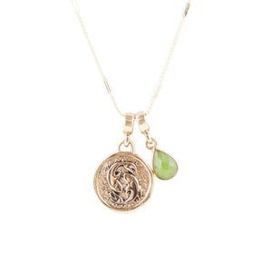 Pisces - Zodiac Green Jade Golden Charm Necklace