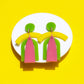 Pop Art Arch Drop Earrings — Green, Yellow & Pink