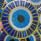 Bespattered Facade Metallic Gold and Blue Painting Collage Evil Eye Sticker
