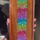 Glitterwhore Pastel Rainbow Medium Rectangular Acacia Wood Tray