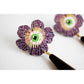 Purple Flower Earrings With Eyes by Laliblue