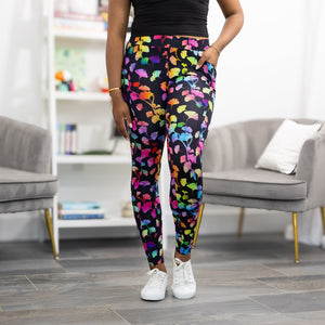 Rainbow Ginkgo Leaves Adults Leggings with Pockets