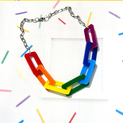 Large Rainbow Link Necklace