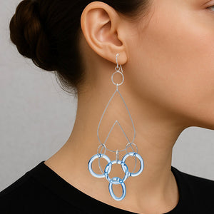 Blue and Silver Rain Drop Dangle Earrings