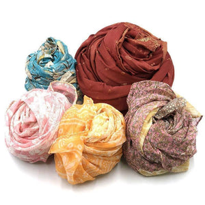 Colorful Sari Scrap Bundle –  Handpicked Fabric Pieces for Crafting, Mending & Journaling